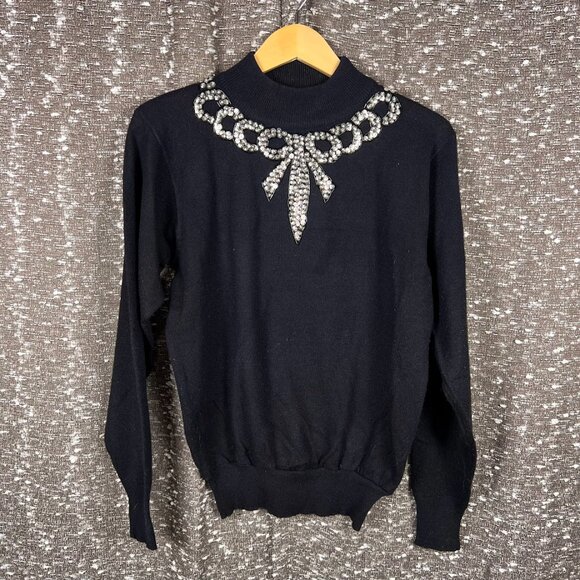Regency Collection for Joyce Sequin Beaded Party Sweater‎ Womens Small VTG 80s - Picture 1 of 5